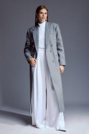 Tailored Wool Blend Embellished Maxi Coat at Karen Millen