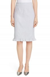 Tailored by Rebecca Taylor Ruffle Hem Linen Blend Pencil Skirt   Nordstrom at Nordstrom