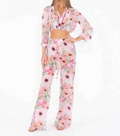 Taj By Sabrina Crippa Jessamine Pants in Pink Poppy Flower Shop Premium Outlets at Shop Simon