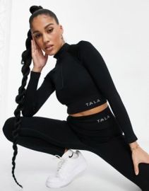 Tala Aster long sleeve crop top in black at ASOS