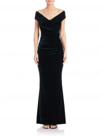 Talbot Runhof Gathered Off-The-Shoulder Velvet Gown at Saks Fifth Avenue