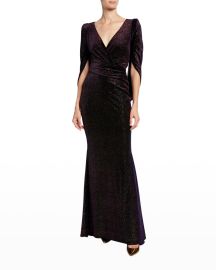 Talbot Runhof Rosin Stardust Velvet Jacquard Mermaid Evening Gown at Neiman Marcus