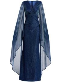 Talbot Runhof knot-detail Cape Maxi Dress - at Farfetch