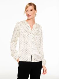 Talbots Band Collar Button Front Shirt in Luminous Dots at Talbots