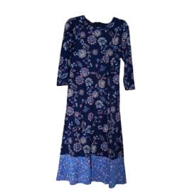 Talbots Blue Paisley Floral 34 Length Sleeves Midi Length Dress eBay at eBay