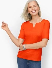 Talbots Split Neck Cotton Tee at Talbots