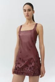 Talen Floral Leather Mini Dress at Simkhai
