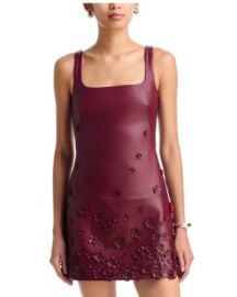 Talen Floral Leather Mini Dress at Bloomingdales