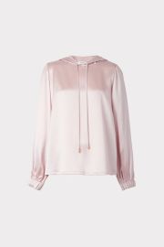 Talia Hammered Satin Hoodie at Milly