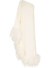 Taller Marmo Ubud feather-trim Gown Neutrals at Farfetch