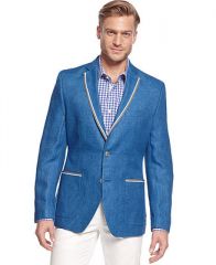 Tallia Orange Blue Solid Linen Slim-Fit Blazer - Blazers and Sport Coats - Men - Macys at Macys