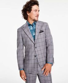 Tallia Slim Fit Stretch Windowpane Suit Jacket at Macys