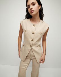 Tamara Twill-Linen Vest at Veronica Beard