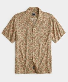 Tan Floral Camp Collar Shirt - Todd Snyder at Todd Snyder