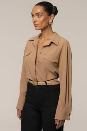 Tan Stella Button Up Shirt at JLuxLabel