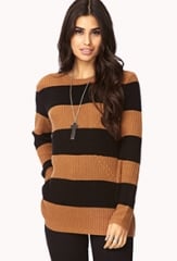 Tan Striped Sweater at Forever 21