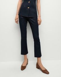 Tani Cropped Denim Pants in Dark Denim at Veronica Beard