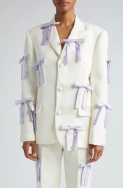 Tanner Fletcher Gender Inclusive Walt Bow Blazer in Ivory Lavender at Nordstrom