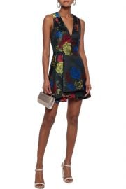 Tanner pleated floral-jacquard mini dress at The Outnet