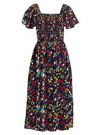 Tanya Taylor - Glenda Smocked Silk Midi Dress at Saks Fifth Avenue