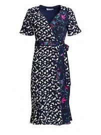 Tanya Taylor - Luisa Mixed Print Silk Wrap Dress at Saks Fifth Avenue