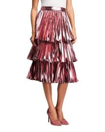 Tanya Taylor Ariana Tiered Metallic Midi Skirt at Neiman Marcus