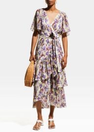 Tanya Taylor Brittany Belted Faux-Wrap Floral Midi Dress - at Bergdorf Goodman