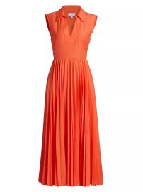 Tanya Taylor Carissa Poplin Fit Flare Dress in Flame at Saks Fifth Avenue