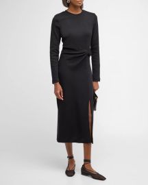 Tanya Taylor Cody Twist-Waist Long-Sleeve Midi Dress at Neiman Marcus