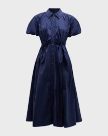 Tanya Taylor Elza Puff Sleeve Cotton Poplin Shirtdress at Neiman Marcus