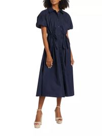 Tanya Taylor Elza Puff Sleeve Cotton Poplin Shirtdress at Saks Fifth Avenue