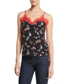 Tanya Taylor Gia Floral-Print Lace Cami Top at Neiman Marcus