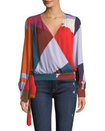 Tanya Taylor Klara Colorblock Long-Sleeve Top at Neiman Marcus