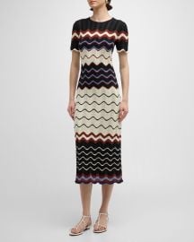 Tanya Taylor Leighton Pointelle Stripe Knit Midi Dress at Neiman Marcus