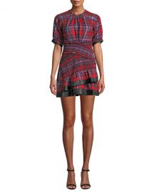 Tanya Taylor Nicole Plaid Flannel Ruffle Mini Dress at Neiman Marcus