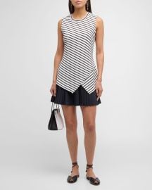 Tanya Taylor Regina Sleeveless Piqu Stripe Jersey Mini Dress at Neiman Marcus