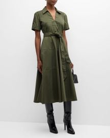 Tanya Taylor Shiv Belted Short-Sleeve Midi Shirtdress at Neiman Marcus