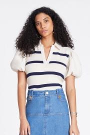 Tanya Taylor Striped Ivory Top at The Mile