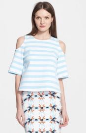 Tanya Taylor and39Irisand39 Stripe Cold Shoulder Top at Nordstrom