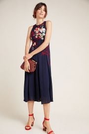 Tanzine Embroidered Midi Dress by Anthropologie at Anthropologie