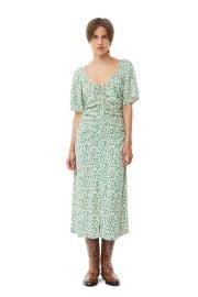 Tapioca Printed Crepe U-neck Midi Dress GANNI US at Ganni