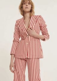 Tara Jarmon Vivante Red Stripe Cotton Blazer at Tara Jarmon