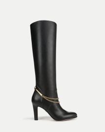 Tarian Tall Chain Boot in Black Leather at Veronica Beard