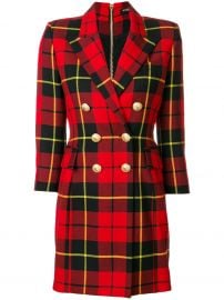 Tartan Blazer Dress by Balmain at Farfetch