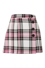 Tartan Checked Button Kilt A-Line Skirt   at Topshop