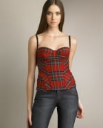 Tartan bustier by Dolce and Gabbana at Neiman Marcus