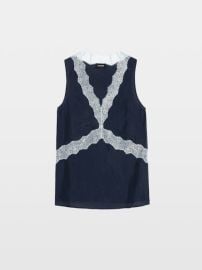 Tasao Navy Silk Lace Camisole Top for Women ZadigampVoltaire at Zadig & Voltaire