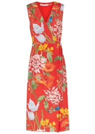 Tasia red printed silk wrap dress at Harvey Nichols