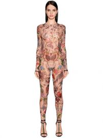 Tattoo Printed Stretch Tulle Jumpsuit by DSquared2 at Luisaviaroma