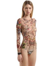 Tattoo Printed Stretch Tulle Jumpsuit by DSquared2 at Luisaviaroma